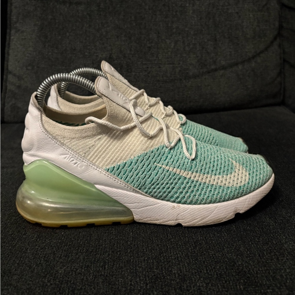 NIKE AIR MAX 270 FLYKNIT “CLEAR EMERALD” AH6803-301 Excellent Women SZ 8.5 Great